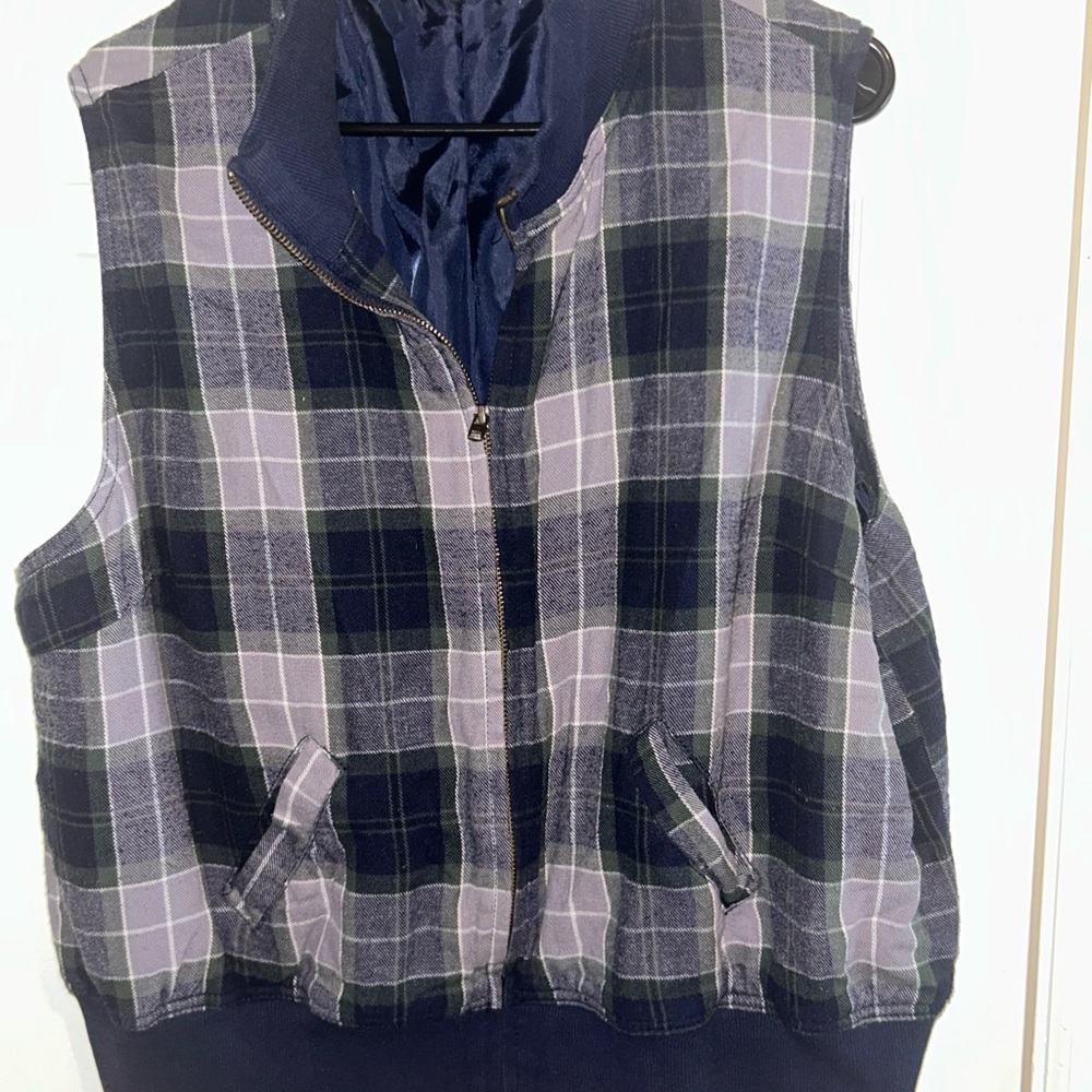 Plaid Zip-Up Vest